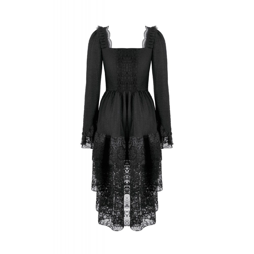 Women's Gothic Layered Lace-up Square-cut Collar Dress