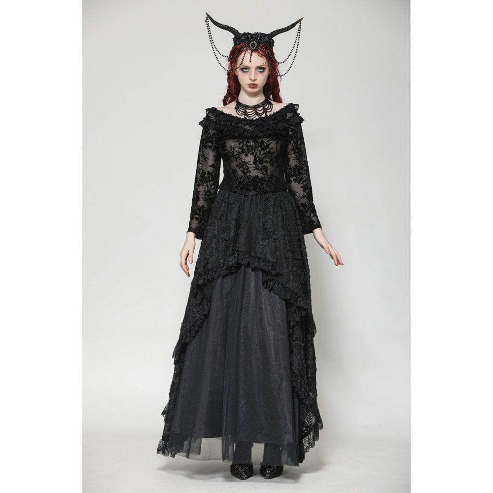Women's Gothic Layered Ruffled Lace Shirt