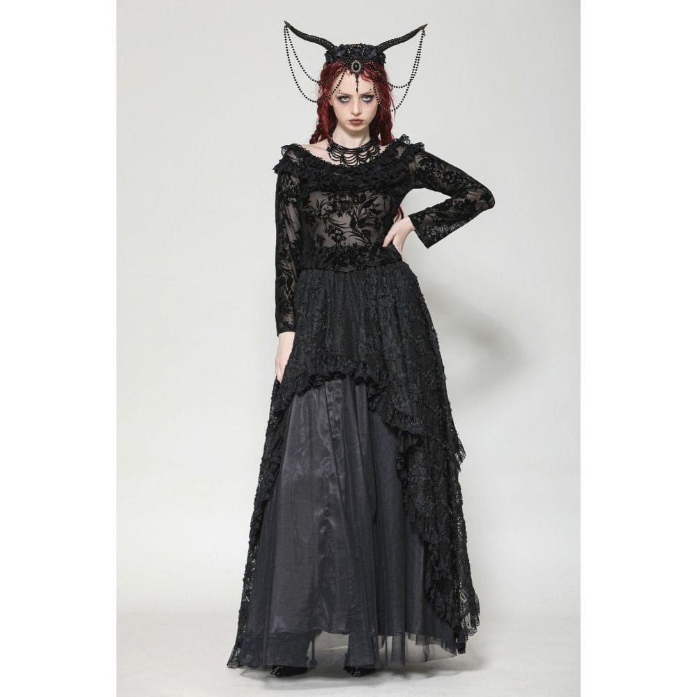 Women's Gothic Layered Ruffled Lace Shirt