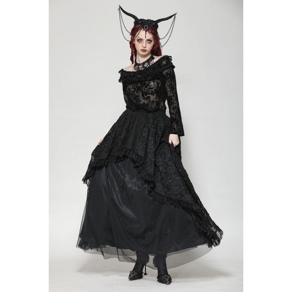 Women's Gothic Layered Ruffled Lace Shirt