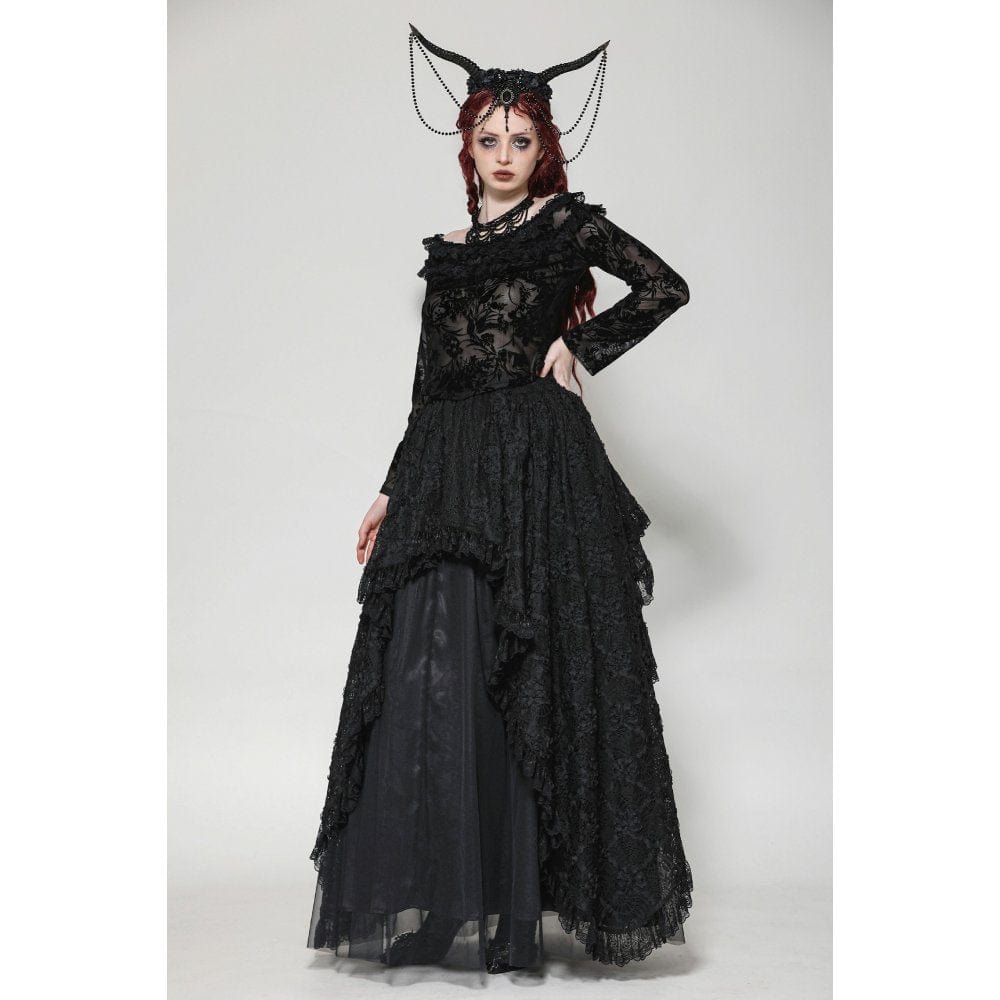 Women's Gothic Layered Ruffled Lace Shirt