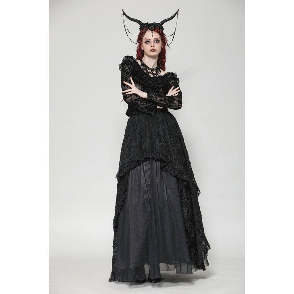Women's Gothic Layered Ruffled Lace Shirt
