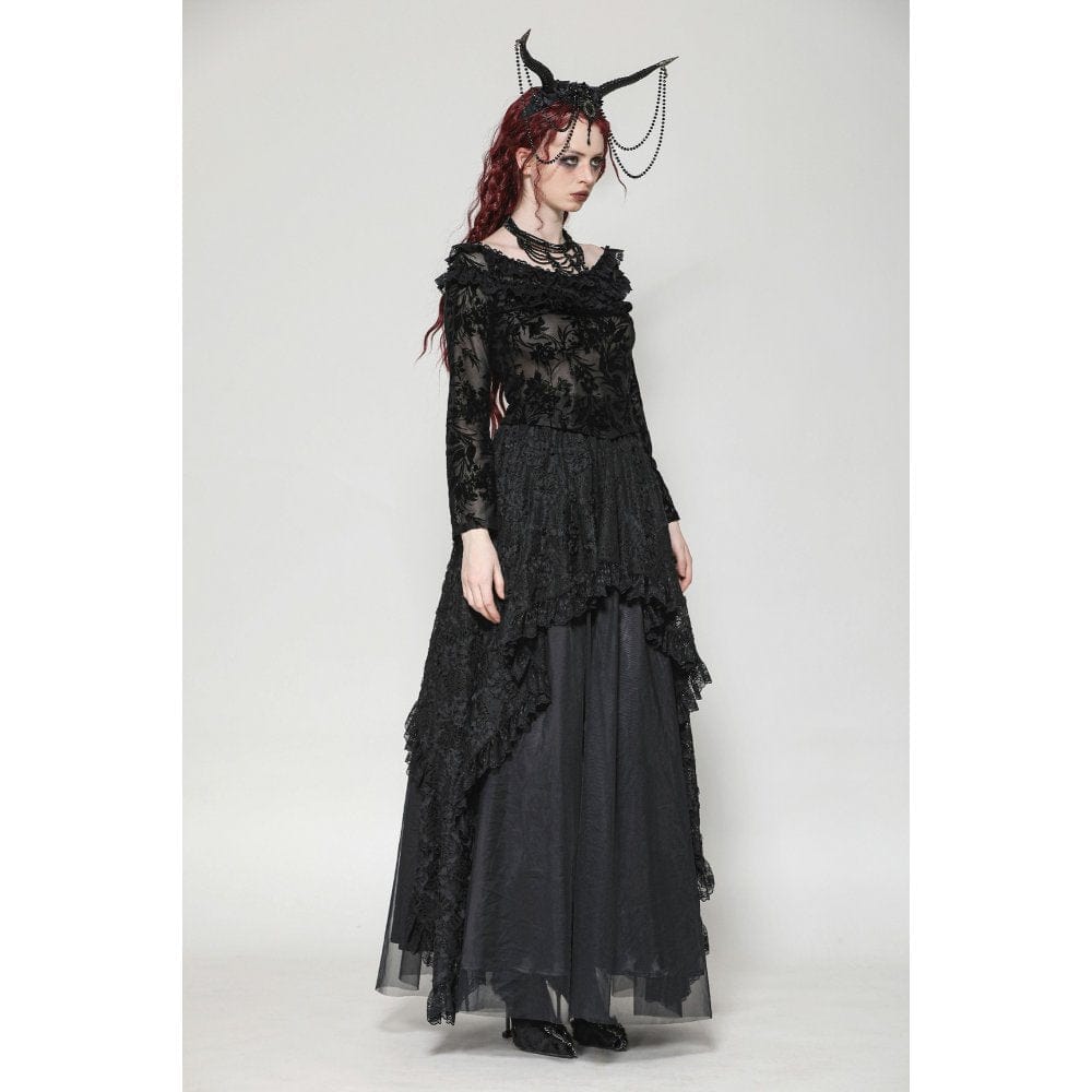 Women's Gothic Layered Ruffled Lace Shirt