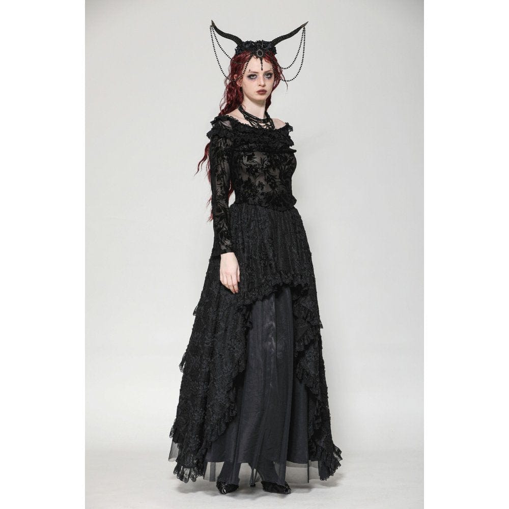 Women's Gothic Layered Ruffled Lace Shirt
