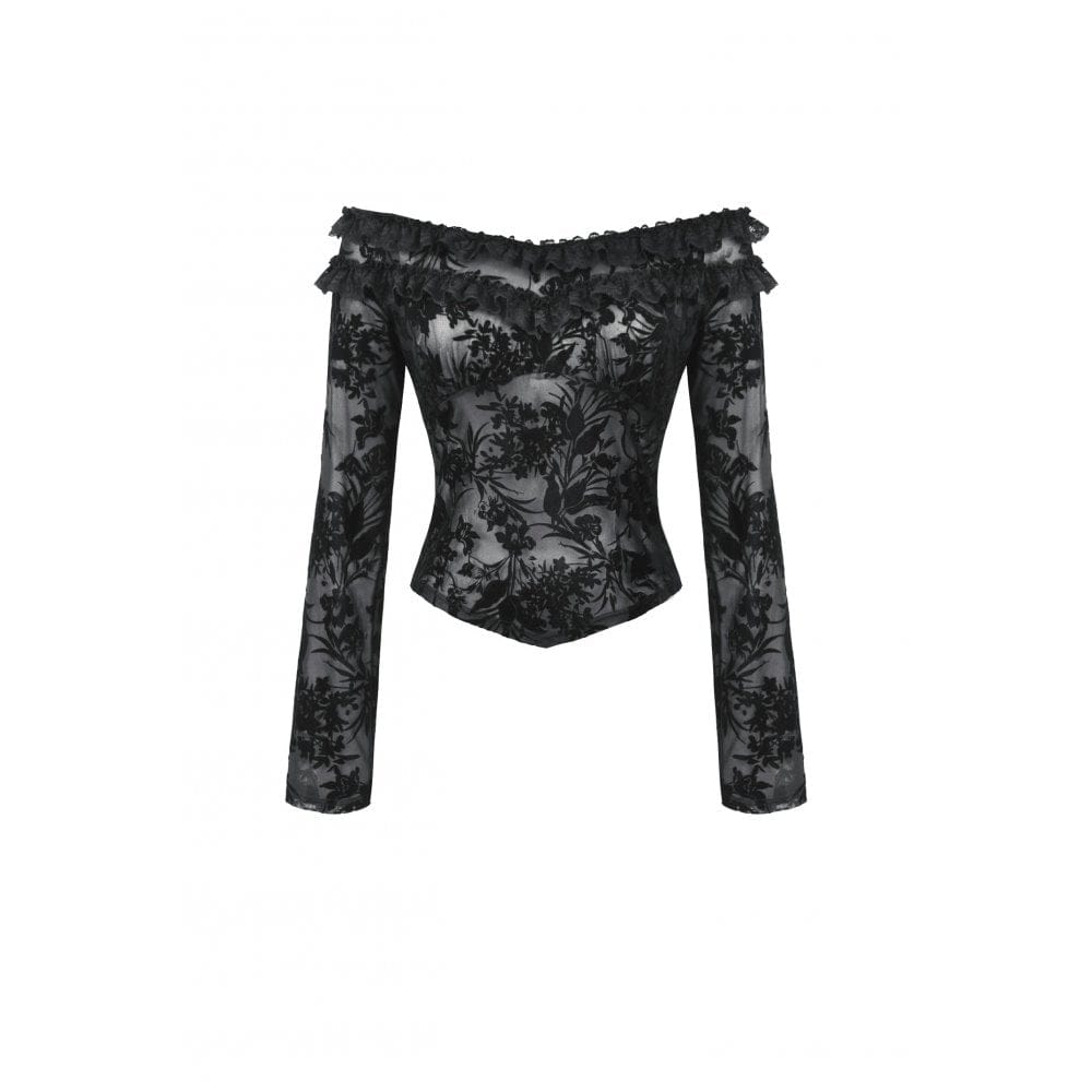Women's Gothic Layered Ruffled Lace Shirt