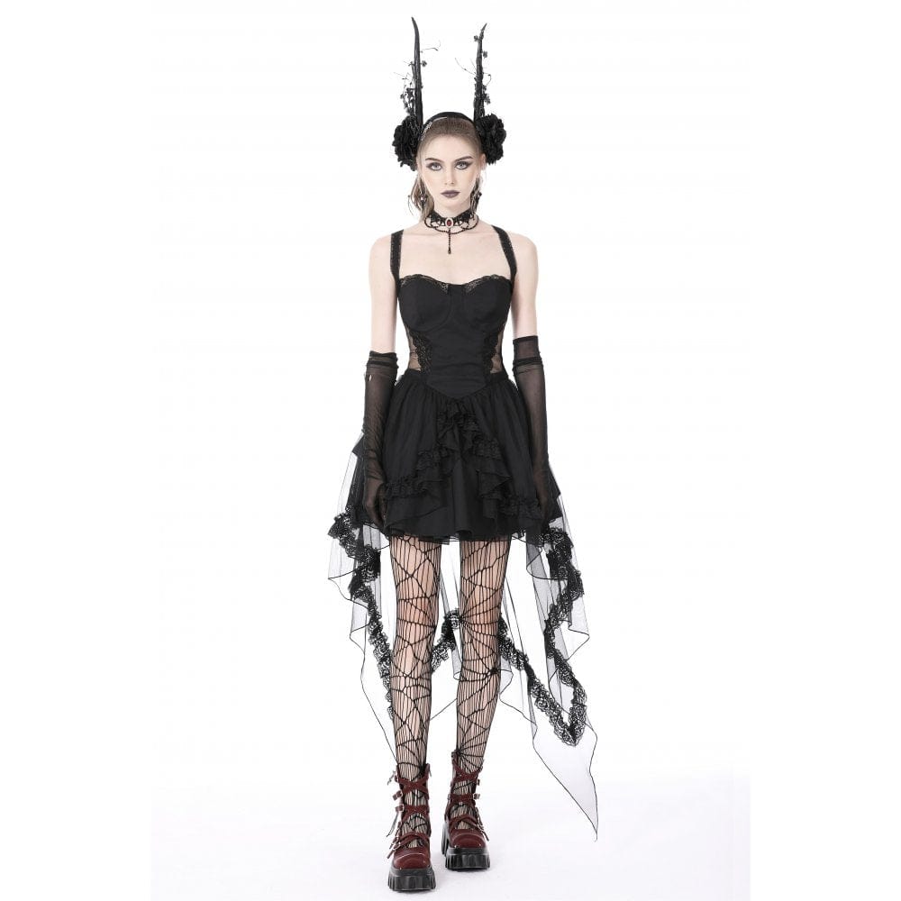 Women's Gothic Layered Swallowtail Halterneck Wedding Dress