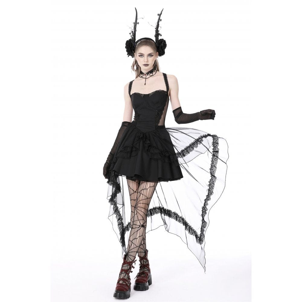 Women's Gothic Layered Swallowtail Halterneck Wedding Dress