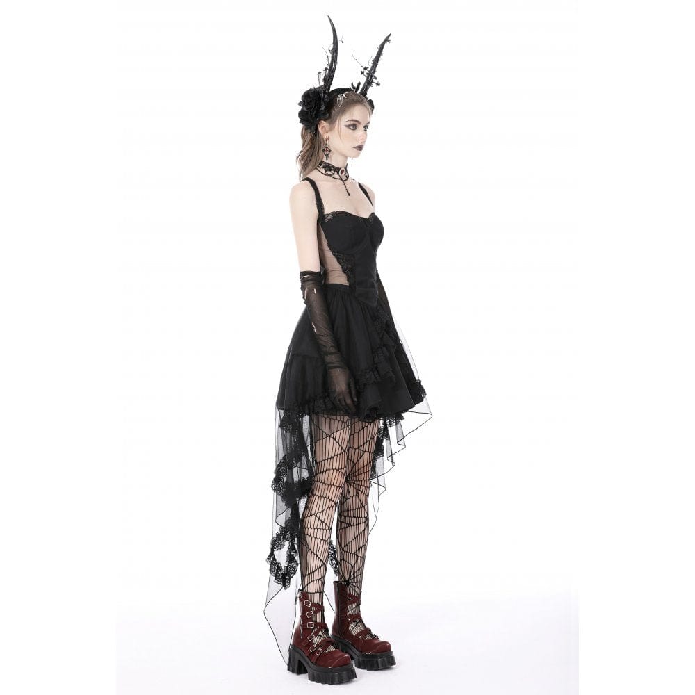 Women's Gothic Layered Swallowtail Halterneck Wedding Dress