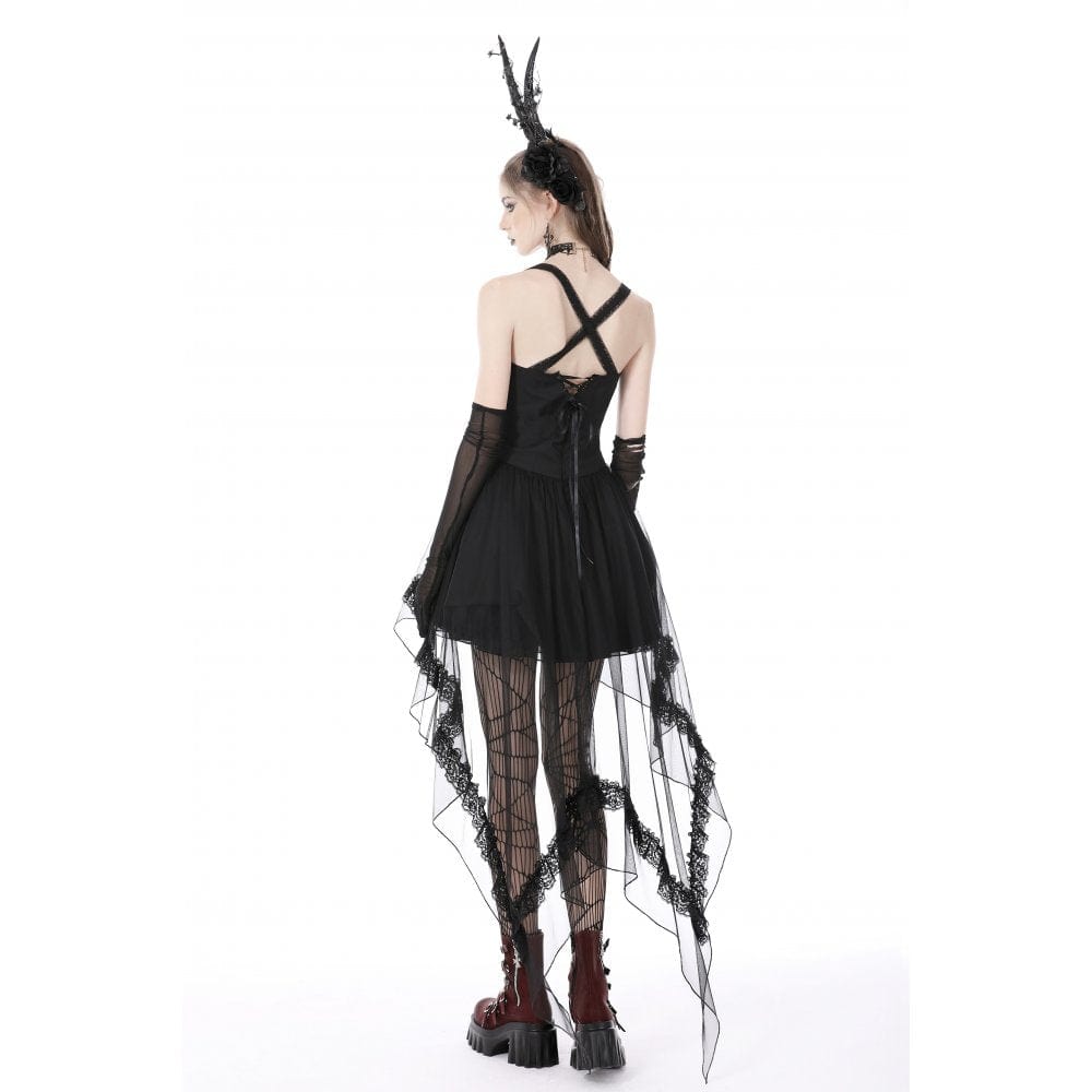Women's Gothic Layered Swallowtail Halterneck Wedding Dress