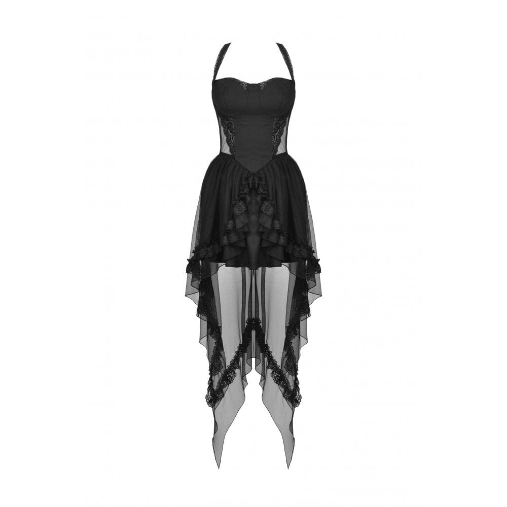 Women's Gothic Layered Swallowtail Halterneck Wedding Dress