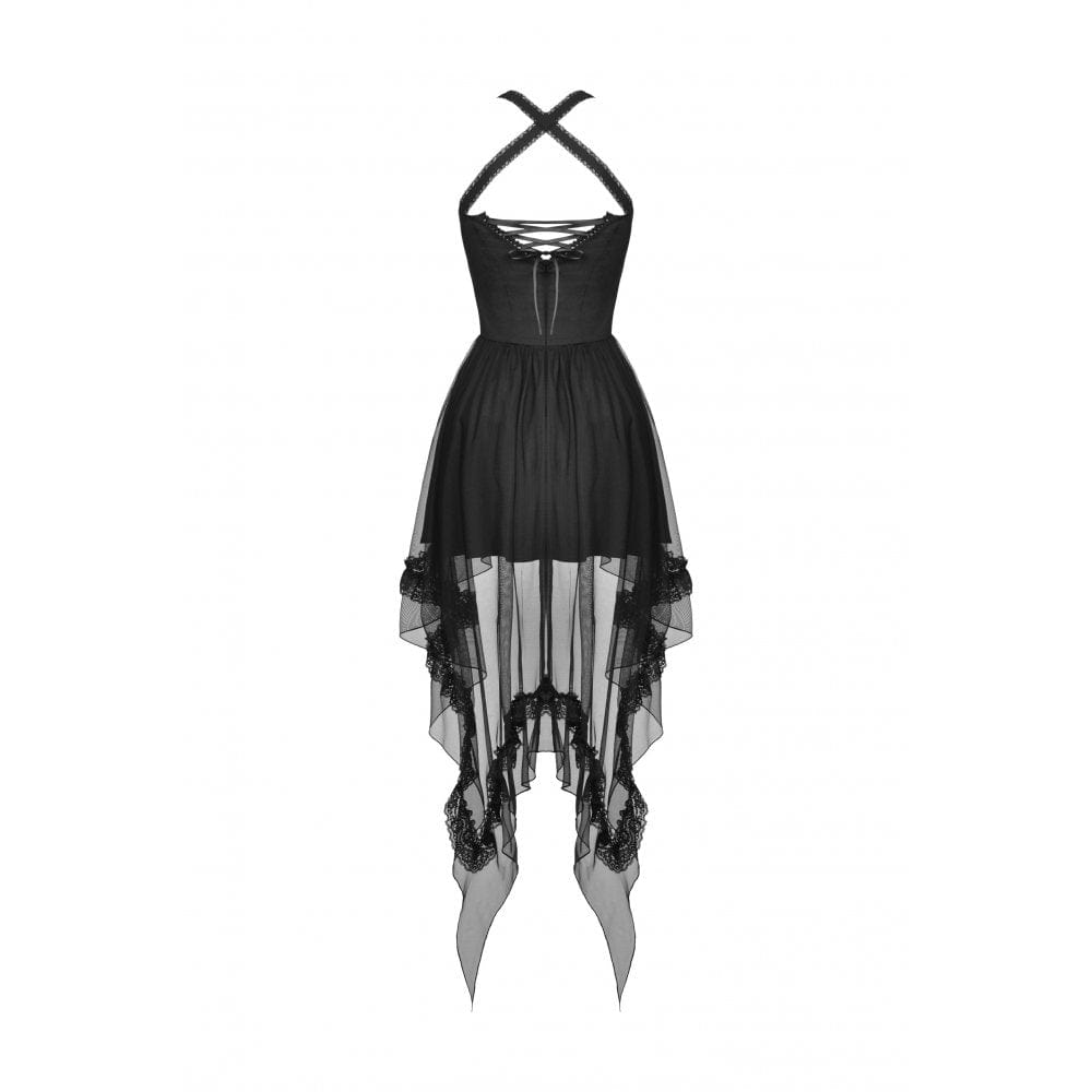 Women's Gothic Layered Swallowtail Halterneck Wedding Dress