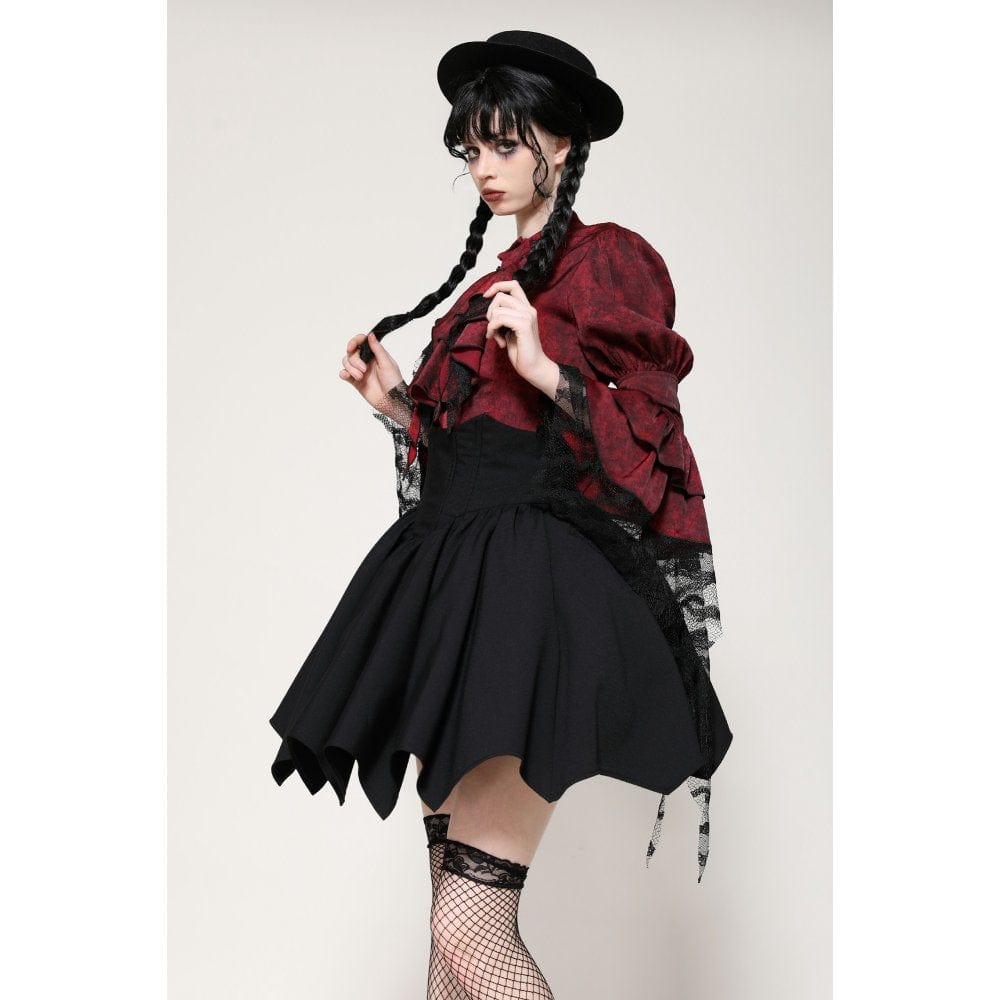 Women's Gothic Lolita Batwing High-waisted Short Skirt