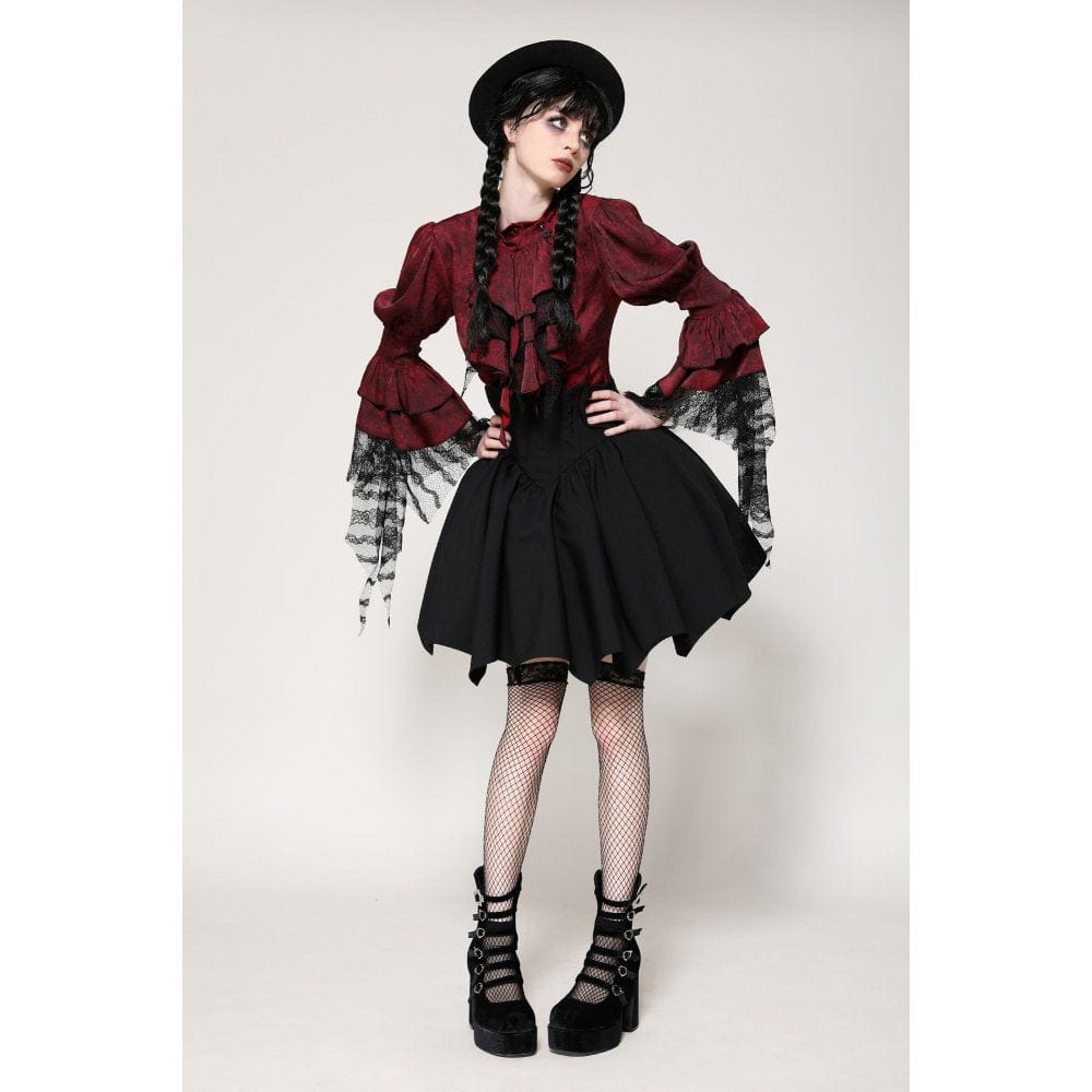Women's Gothic Lolita Batwing High-waisted Short Skirt