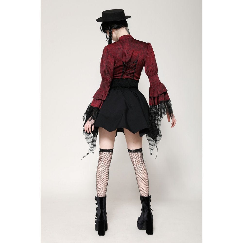 Women's Gothic Lolita Batwing High-waisted Short Skirt