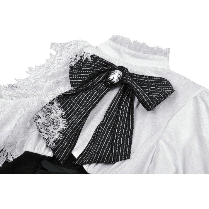 Women's Gothic Lolita Bowknot Short Dress Black White