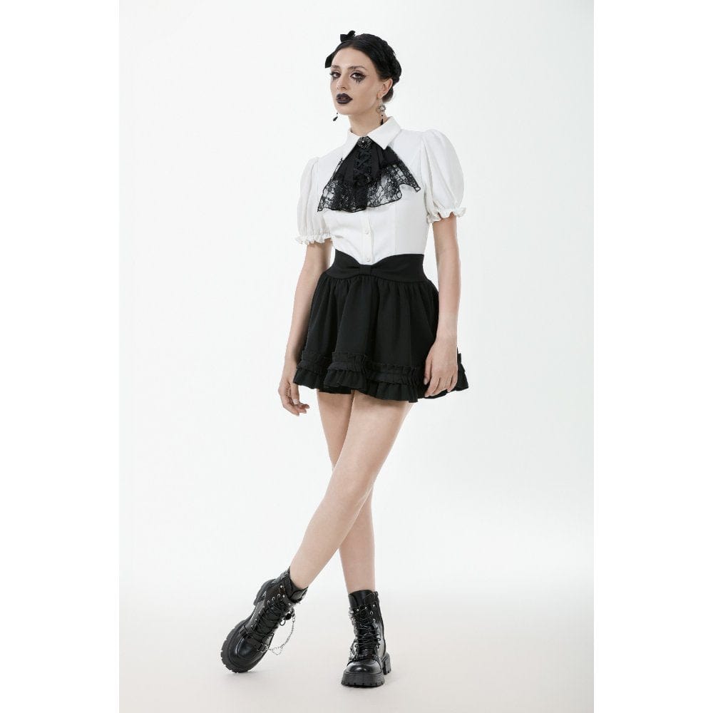 Women's Gothic Lolita Bowknot Waist Short Pleated Skirt