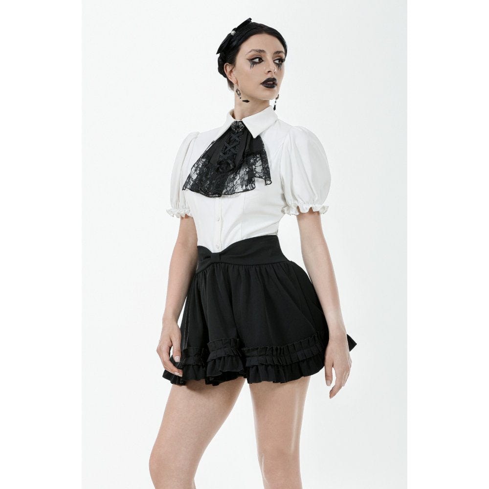 Women's Gothic Lolita Bowknot Waist Short Pleated Skirt