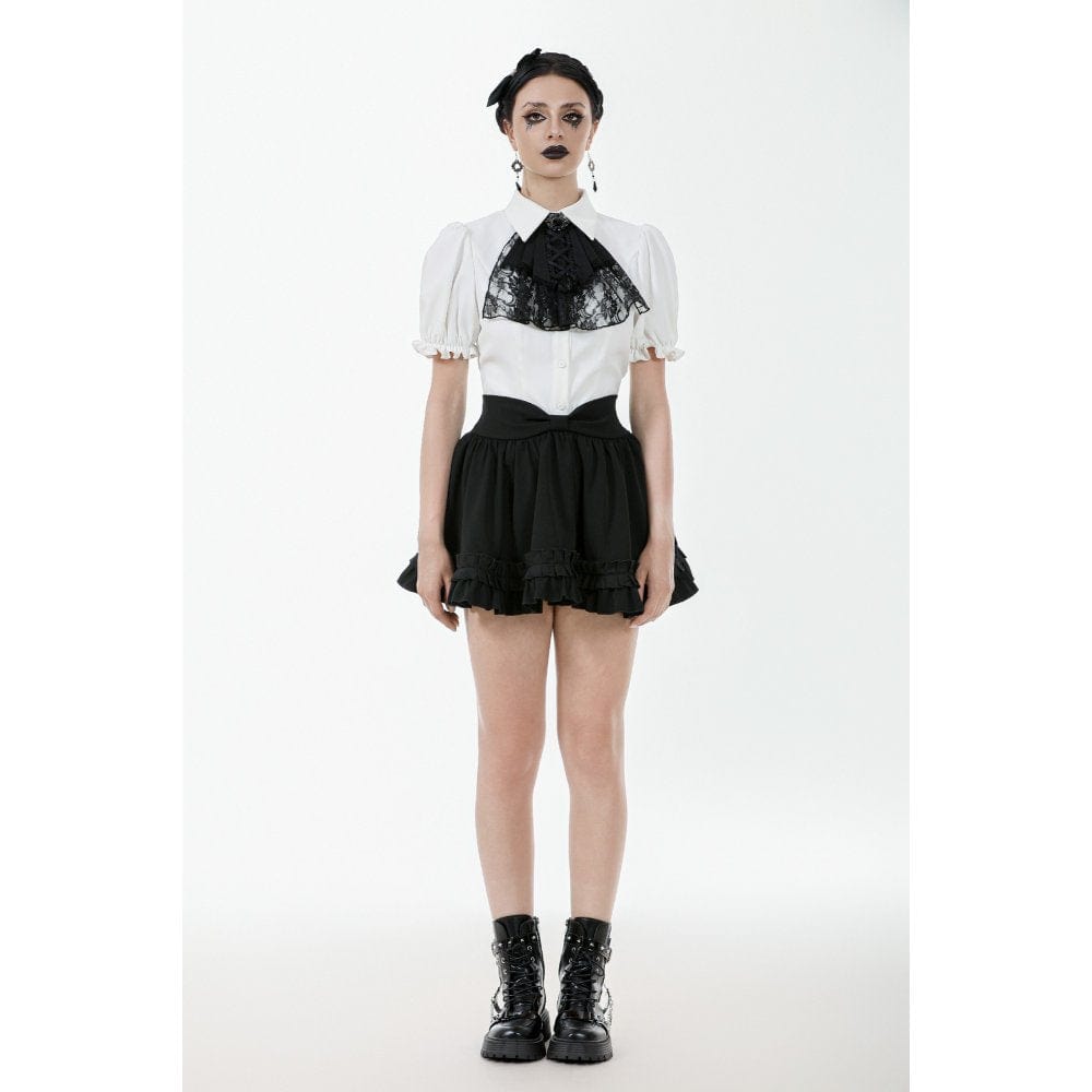 Women's Gothic Lolita Bowknot Waist Short Pleated Skirt
