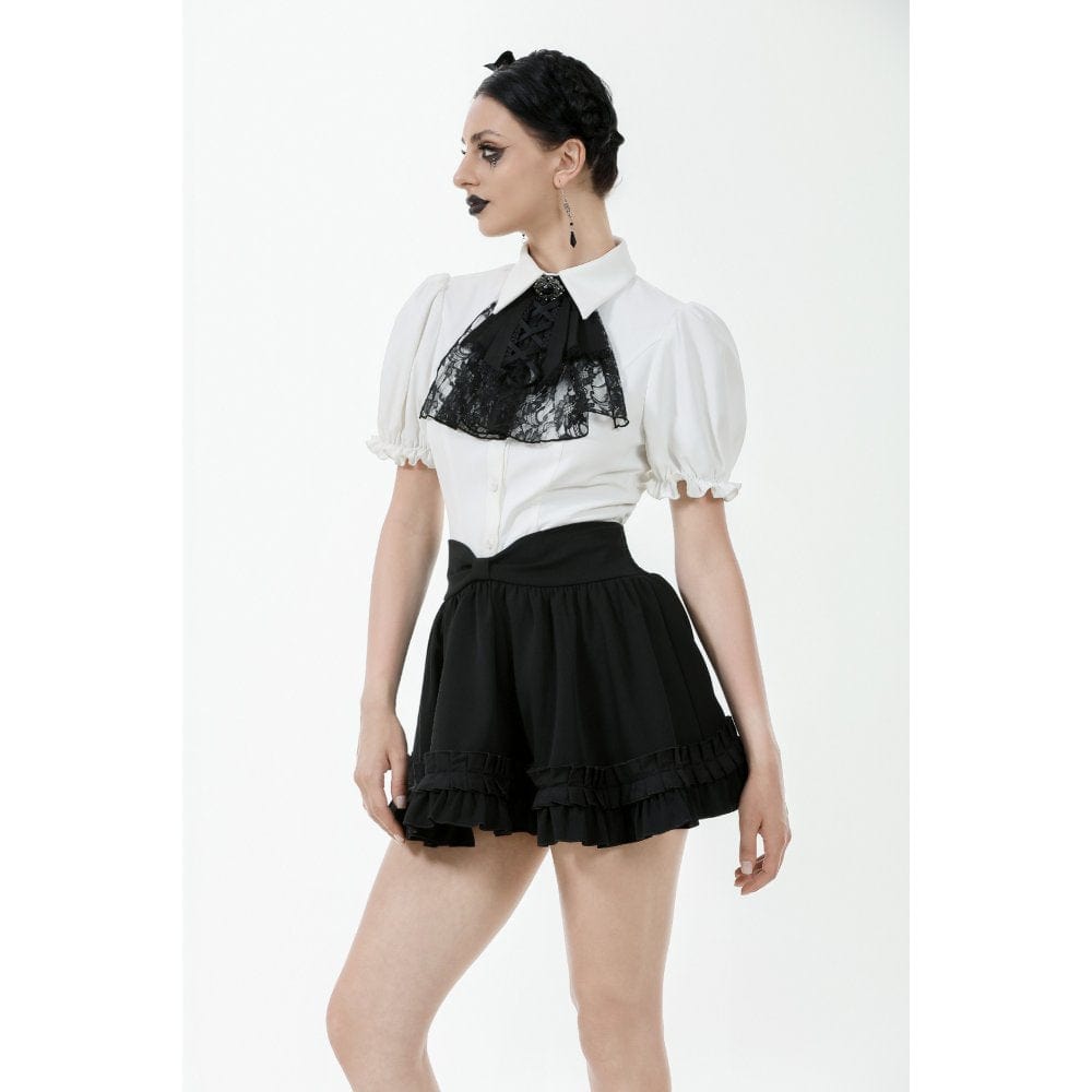 Women's Gothic Lolita Bowknot Waist Short Pleated Skirt