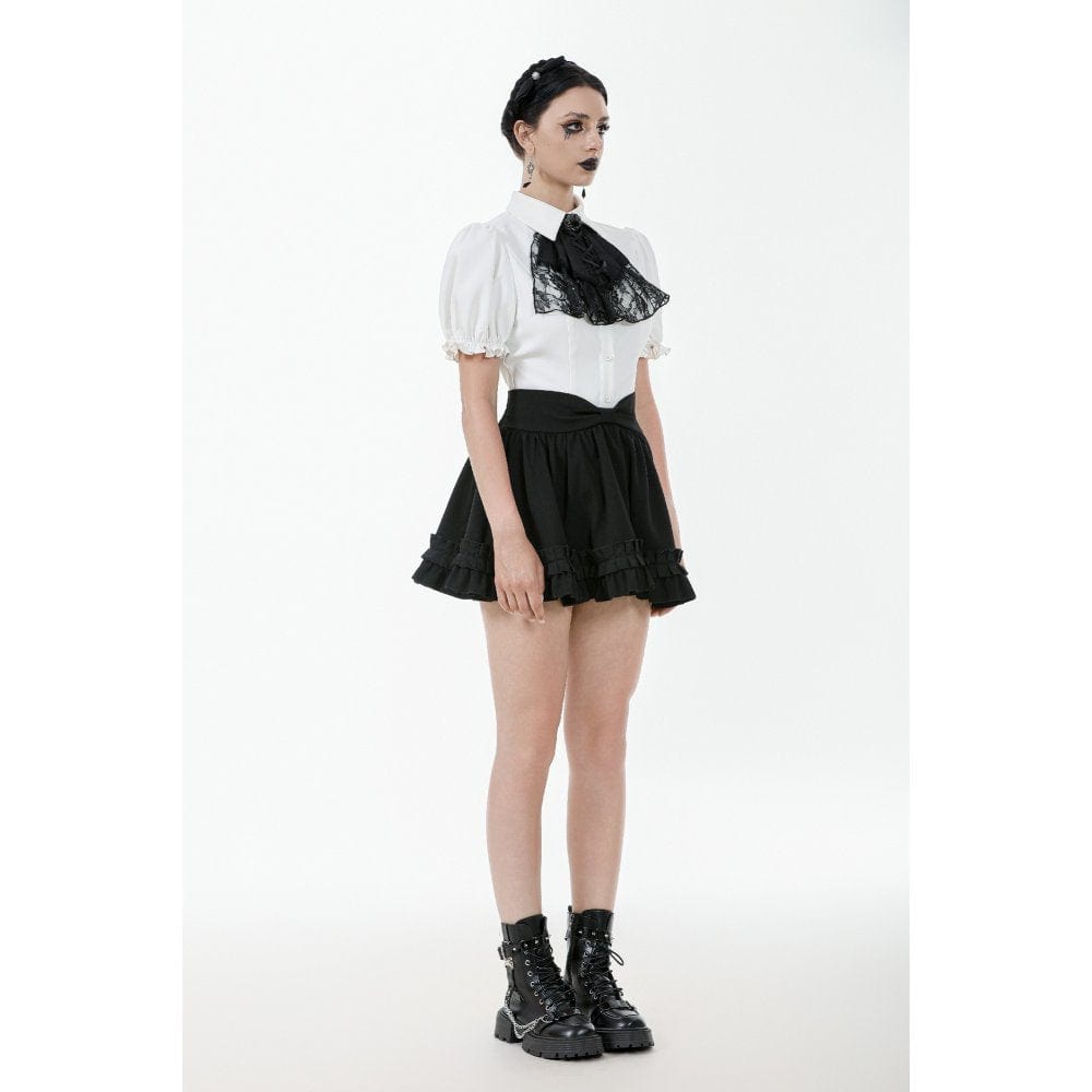 Women's Gothic Lolita Bowknot Waist Short Pleated Skirt