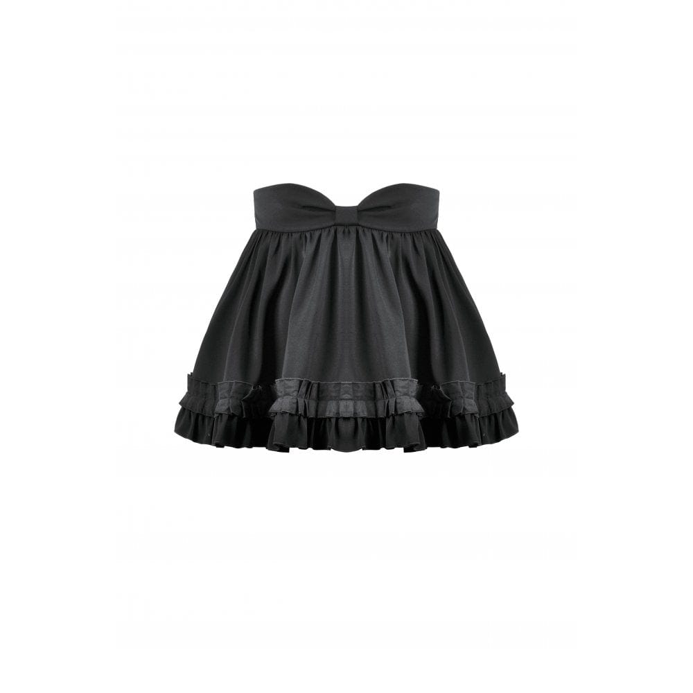 Women's Gothic Lolita Bowknot Waist Short Pleated Skirt