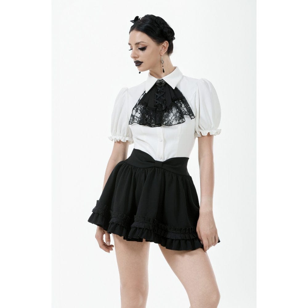 Women's Gothic Lolita Bowknot Waist Short Pleated Skirt