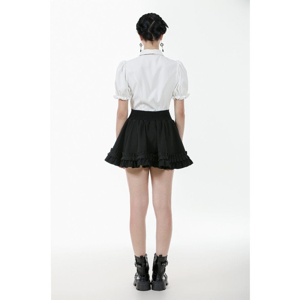 Women's Gothic Lolita Bowknot Waist Short Pleated Skirt