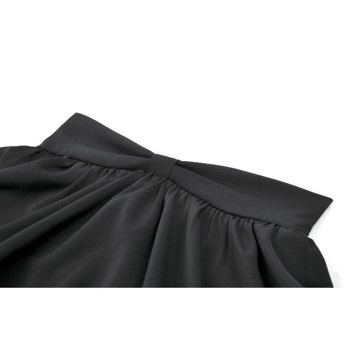 Women's Gothic Lolita Bowknot Waist Short Pleated Skirt