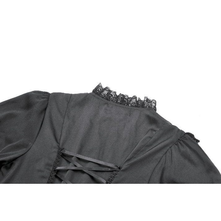 Women's Gothic Lolita Lacing-up Puff Sleeved Lace Dress