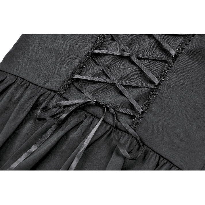 Women's Gothic Lolita Lacing-up Puff Sleeved Lace Dress