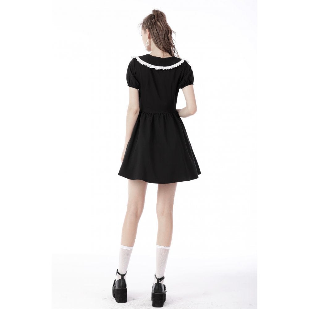Women's Gothic Lolita Peter Pan Collar Floral Shirt Dress