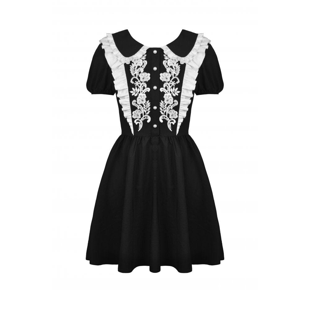 Women's Gothic Lolita Peter Pan Collar Floral Shirt Dress