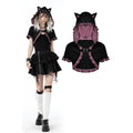 Women's Gothic Lolita Pink Plaid Cape with Cat Ear Hood