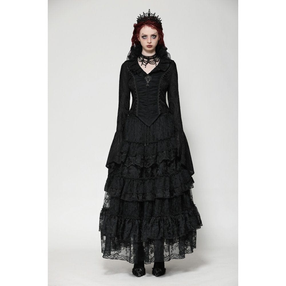 Women's Gothic Mesh Diamond Long Sleeved Shirt