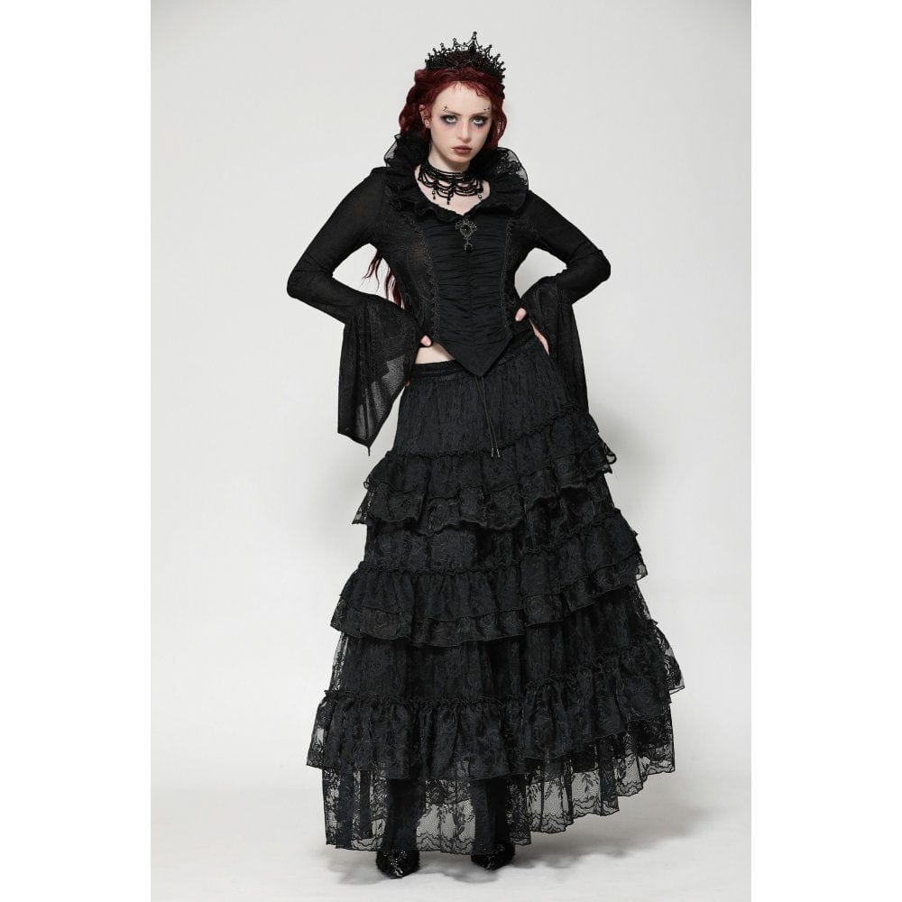 Women's Gothic Mesh Diamond Long Sleeved Shirt