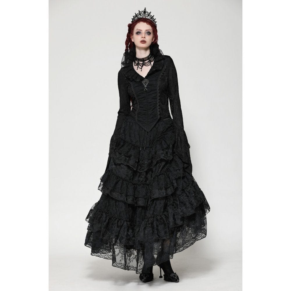 Women's Gothic Mesh Diamond Long Sleeved Shirt