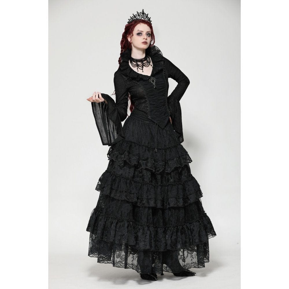 Women's Gothic Mesh Diamond Long Sleeved Shirt