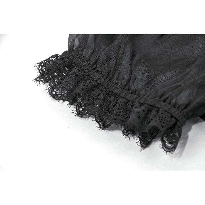 Women's Gothic Mesh Sheer Ruffled Short Sleeved Shirt