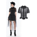 Women's Gothic Mesh Sheer Ruffled Short Sleeved Shirt