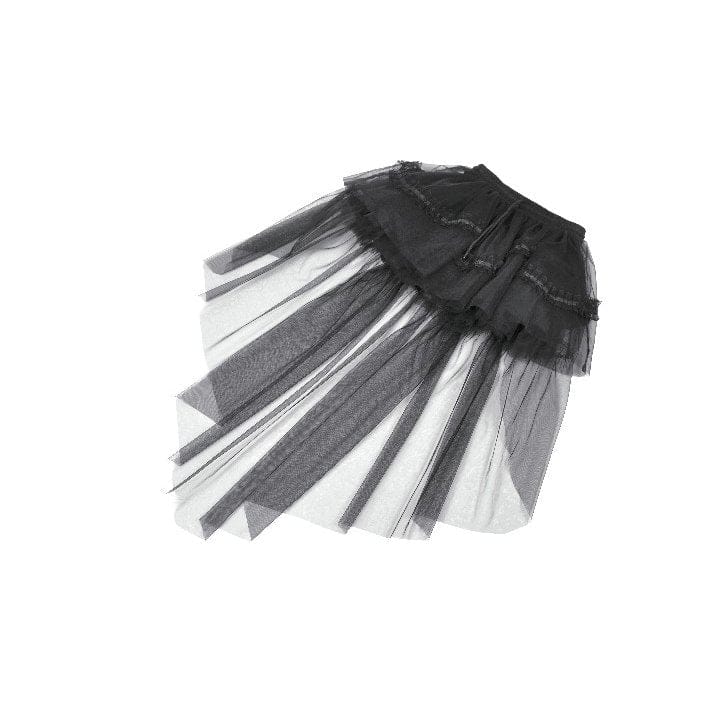 Women's Gothic Mesh Tailed Lace Pleated Skirt