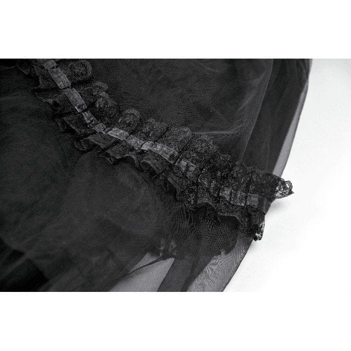 Women's Gothic Mesh Tailed Lace Pleated Skirt
