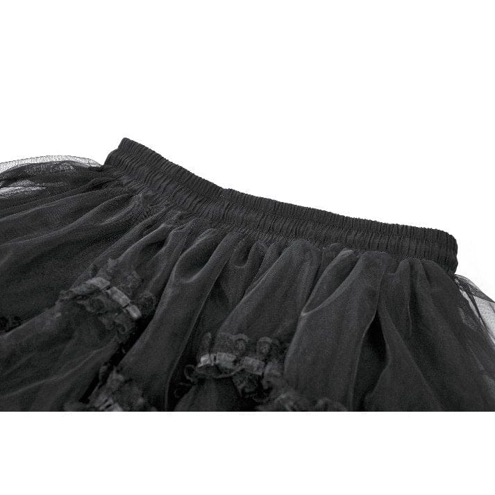 Women's Gothic Mesh Tailed Lace Pleated Skirt