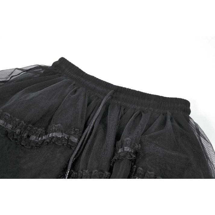 Women's Gothic Mesh Tailed Lace Pleated Skirt