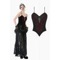 Women's Gothic Metal Chain Contrast Color Velvet Overbust Corset