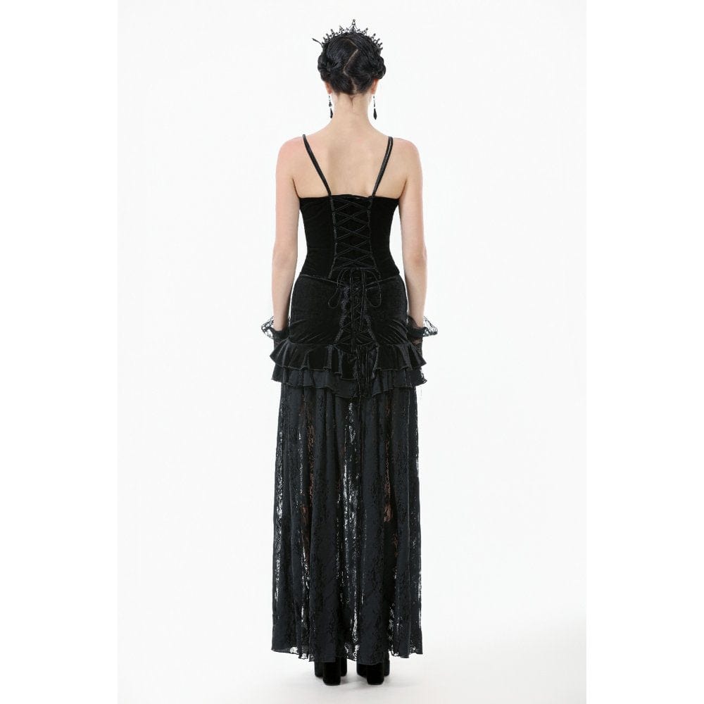 Women's Gothic Metal Chain Contrast Color Velvet Overbust Corset