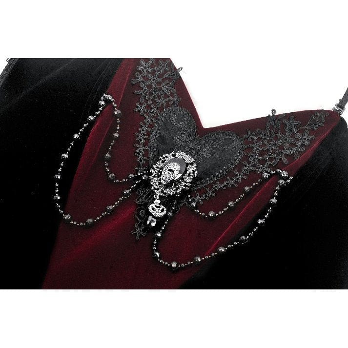 Women's Gothic Metal Chain Contrast Color Velvet Overbust Corset
