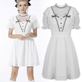 Women's Gothic Puff Sleeved Bowknot White Dress