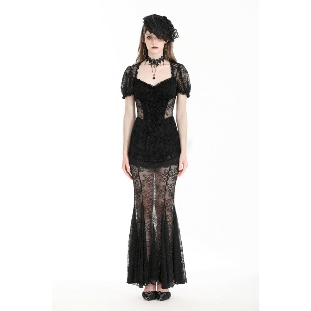 Women's Gothic Puff Sleeved Fishtailed Prom Dress