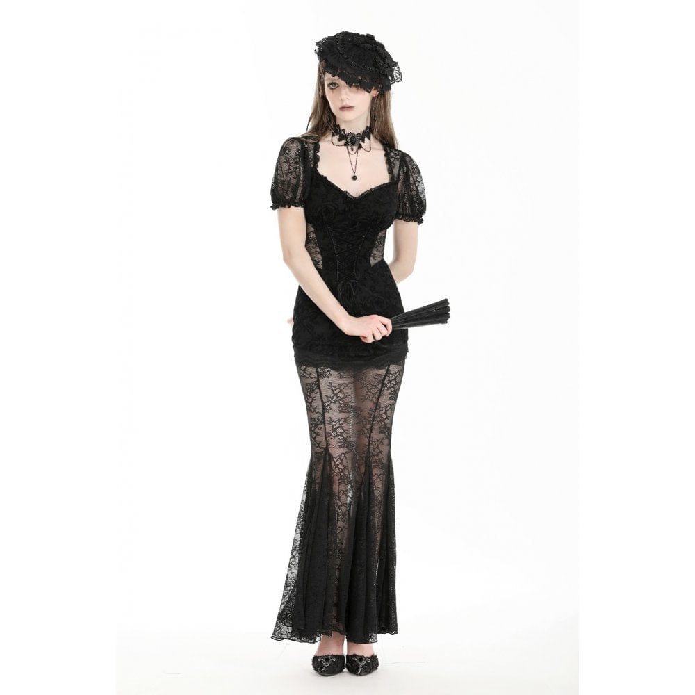 Women's Gothic Puff Sleeved Fishtailed Prom Dress