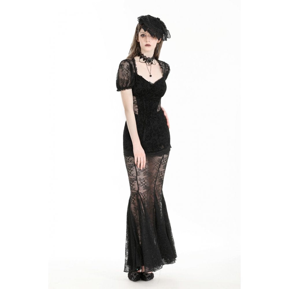 Women's Gothic Puff Sleeved Fishtailed Prom Dress